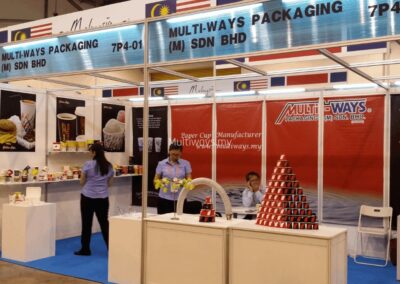 A look inside our booth, featuring our team and our range of paper packaging products